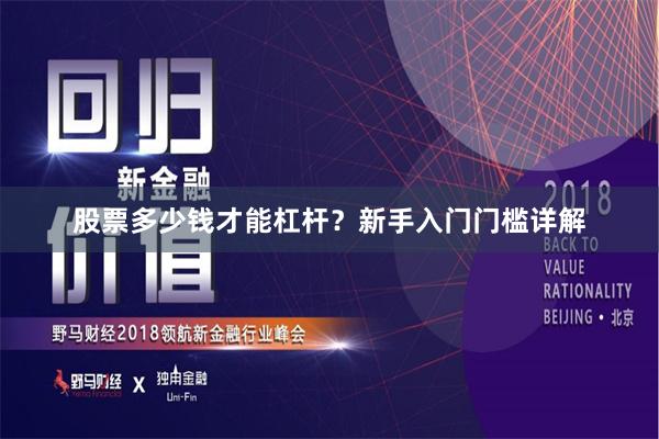 股票多少钱才能杠杆？新手入门门槛详解